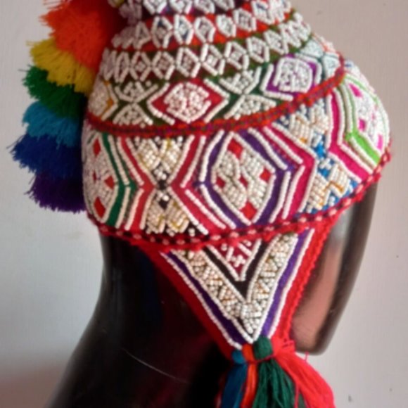 Peruvian Handmade Unisex Chullo hat cap - winter warm - ceremonial Shaman main image 3